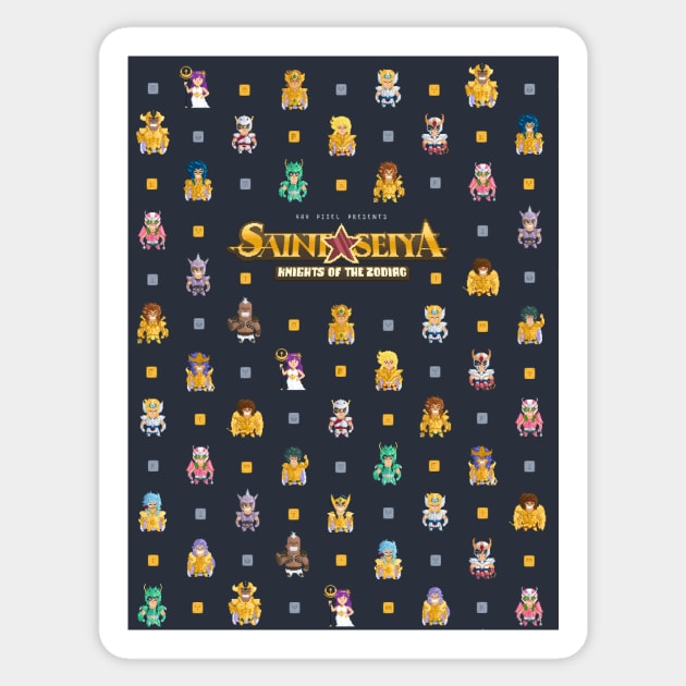 Retro Pixel Saint Seiya KOTZ Pattern Sticker by YayPixel